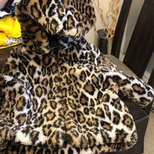 Leopard cheetah print fur coat